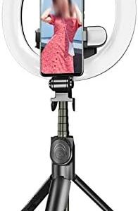 JIMEOG Selfie Stick Foldable Handheld Remote Shutter Tripod with LED Photography Light (Color : D)