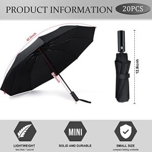 Jexine 20 Pieces 10 Ribs Automatic Open Close Umbrellas Windproof Travel Compact Umbrellas for Rain Strong Folding Umbrella for Men Women Kids