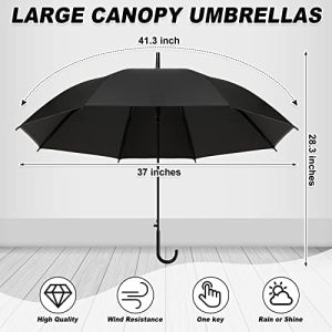 Reginary 30 Pieces Wedding Umbrellas Bulk Auto Open Stick Umbrellas with White European J Hook Handle Windproof Large Canopy Umbrella for Outdoor Wedding Bride Groom Photography Golf