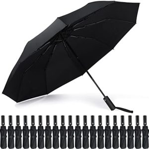 Jexine 20 Pieces 10 Ribs Automatic Open Close Umbrellas Windproof Travel Compact Umbrellas for Rain Strong Folding Umbrella for Men Women Kids