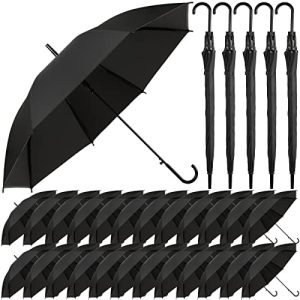 Reginary 30 Pieces Wedding Umbrellas Bulk Auto Open Stick Umbrellas with White European J Hook Handle Windproof Large Canopy Umbrella for Outdoor Wedding Bride Groom Photography Golf